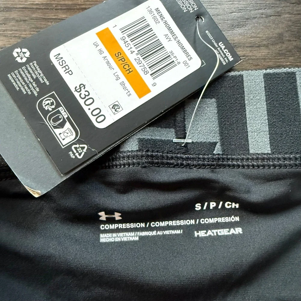 Under‎ Armour Mens HeatGear Compression Long Shorts Black 1361602-001 NWT Size S